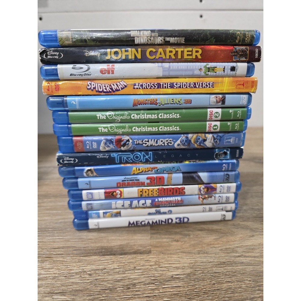Family Blu-Ray Movie Lot Of 15 Megamind, Smurfs, Free Birds, Tron, Christmas Etc